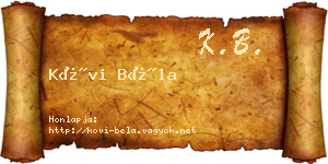 Kövi Béla névjegykártya