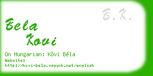 bela kovi business card